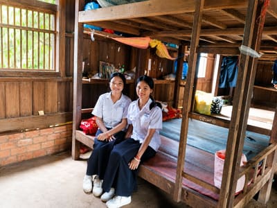 Students at their desks in a rural classroom